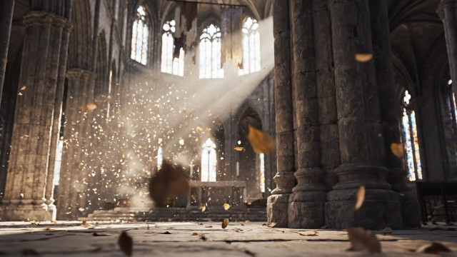 A cinematic establishing shot with smooth dolly movement, shallow depth of field, and dramatic natural lighting. The camera slowly pushes forward through a scene with volumetric light rays, soft film grain, and rich color grading. High detail, photorealistic textures, professional cinematography, 8K quality. Subtle ambient motion in the environment—leaves drifting, dust particles floating in light beams, or gentle fabric movement. Mood: [epic/mysterious/serene]. Subject: [describe main subject]. Location: [describe setting].